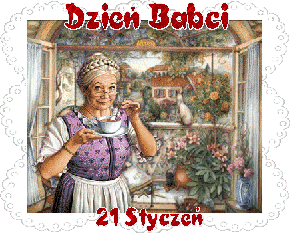 Babcia z filiżanką herbaty przypomina o swoim święcie